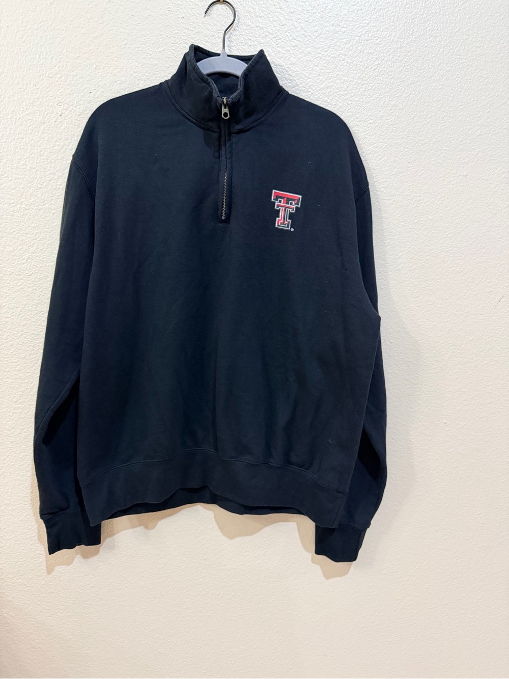 Blue 84 Texas Tech Red Raiders Quarter Zip Sweatshirt Black Men’s Large EUC